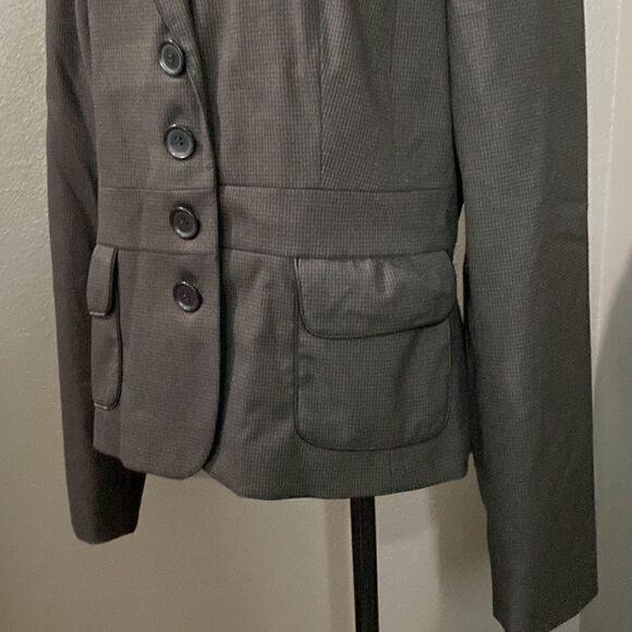 Halogen Black and Brown Small Houndstooth Print Blazer Jacket Stretch - Picture 3 of 13